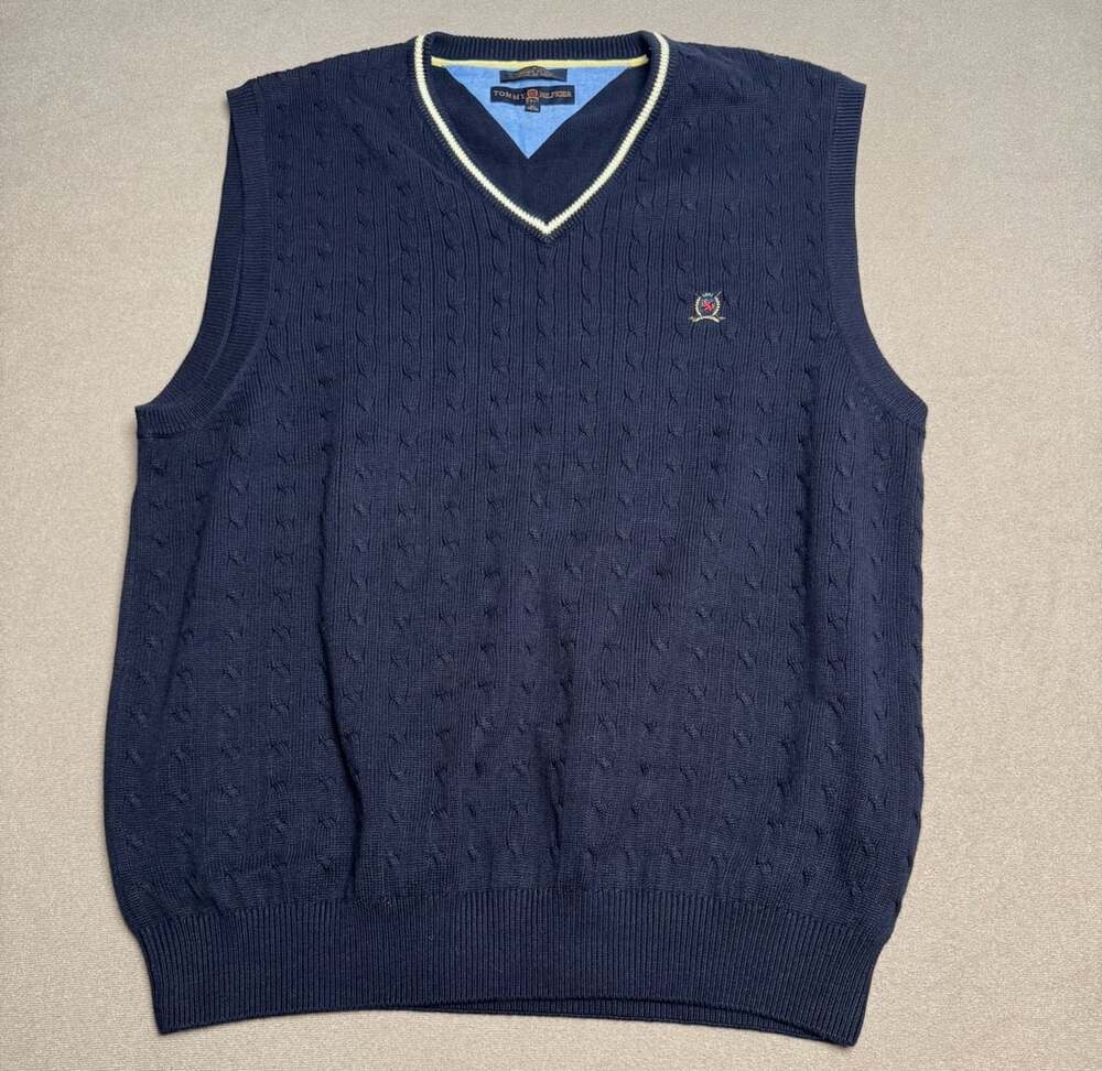 Tommy Hilfiger Golf Cable Knit Sweater Vest Navy XL